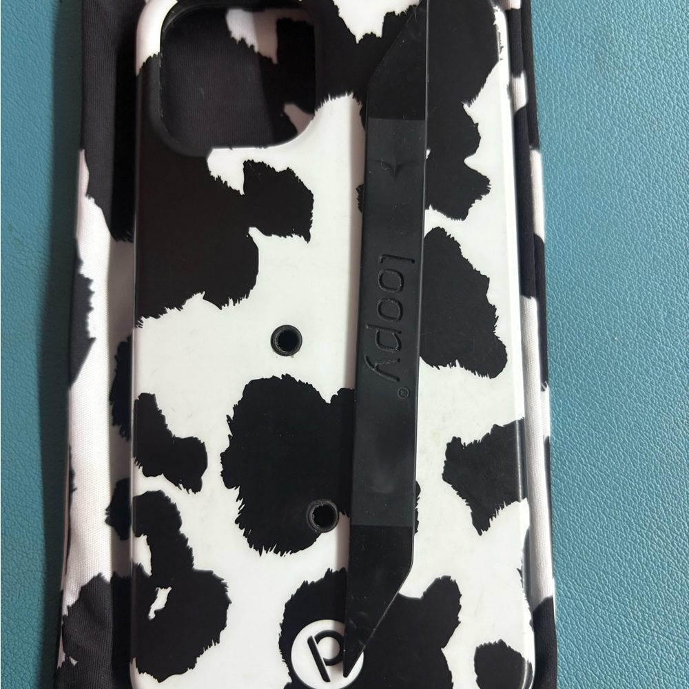 Loopy Case Cow Print Phone Case with black loop iPhone 12